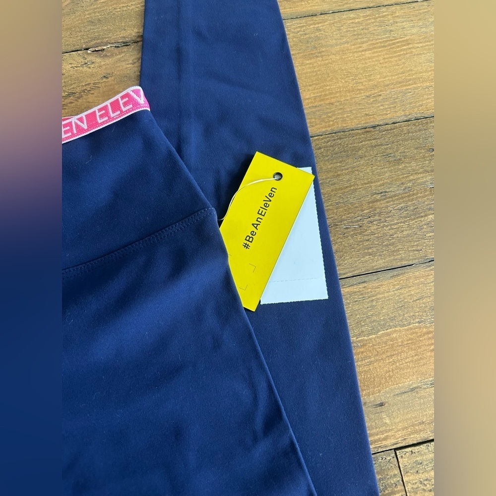 ELEVEN By Venus Williams Blue Leggings with pink elastic logo trim NWT Sz XS - Picture 5 of 11